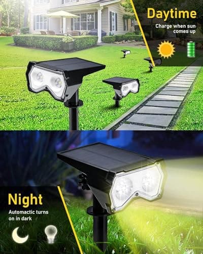 solebell Solar Spotlights Outdoor [ 8 Colors/10 Modes], 2 in 1 Solar Powered Garden Spotlights with IP65 Waterproof, Landscape Pathway Lights for Christmas Decorations Pathway, Porch, Gate (6) - Thumbnail 2