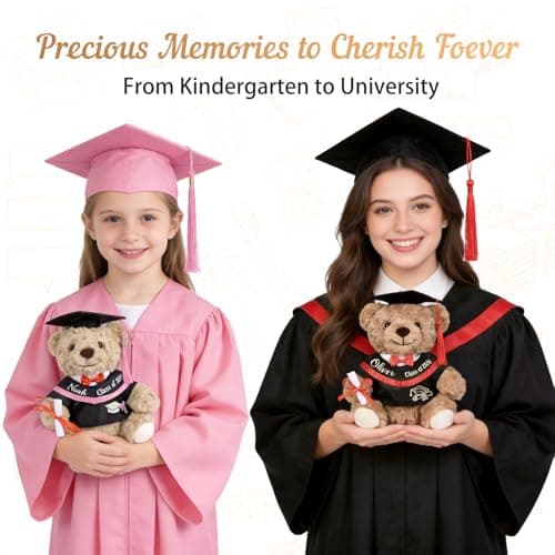 Personalized Graduation Teddy Bear 2026, Custom 9'' Teddy Bear w/ Cap&Gown for Her Him, Customized Graduation Gift for Kindergarten, Preschool, High School, College, Graduation Keepsake for Boys Girls - Thumbnail 3