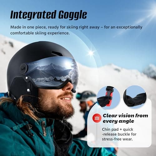 LUMDEER Ski Helmet with 2 in 1 Visor Goggles, UV Protection Snowboard Helmet, Certified Ajustable Snow Sport Helmets for Men Women Skiing, Skating, Snowboarding - Thumbnail 6