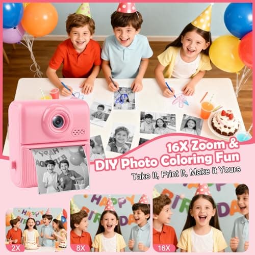 Kids Instant Print Camera,1080P Digital Camera for Kids with 32GB Card, for Grandkids,4 6 7 8 9 10 Year Old Girls Boys Birthday Gifts, Instant Print Toys for Girls 6-8 8-10 - Thumbnail 4