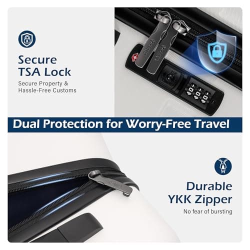 Coolife Expandable Large Checked Luggage Hardside PC+ABS Suitcase with TSA Lock, Lightweight Rolling Carry On with Spinner Wheels(White, 28in) - Thumbnail 2