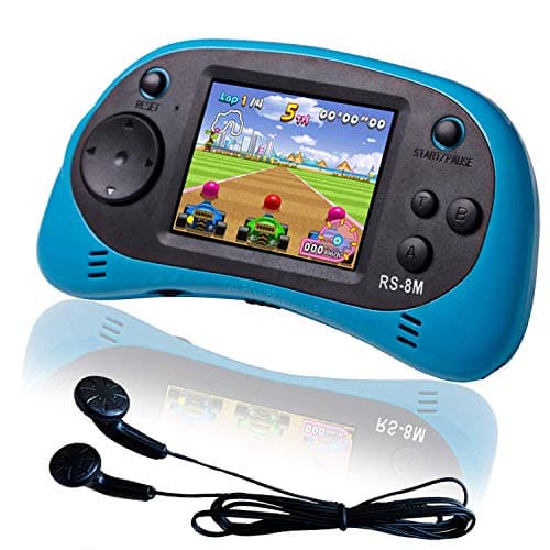 EASEGMER 16 Bit Kids Handheld Games Built-in 220 HD Video Games, 2.5 Inch Portable Game Player with Headphones - Best Travel Electronic Toys for Kids Age 3-10 Years Old Children (Blue) - Image 1