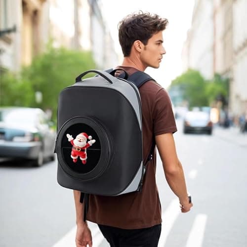 Missyou 3DHologramFan Led Backpack,16.1" 3DHologramFan Projector Advertising Commercial TVs & Displays with Cover, 700 Video Library and Remote for Business Store Signs,Bar,Casino,Christmas tree,Party - Thumbnail 2