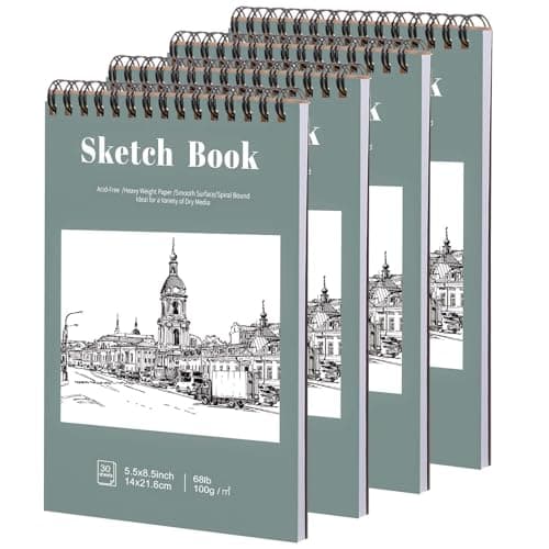 4 Pack Small Sketch Books, 5.5 x 8.5 Inch Mini Sketchbook, 68lb/100gsm Spiral Bound Small Sketch Pad, Acid Free Art Supplies Drawing Painting Sketchbook for Kids, Beginners, Artists (30 Sheets Each) - Image 1