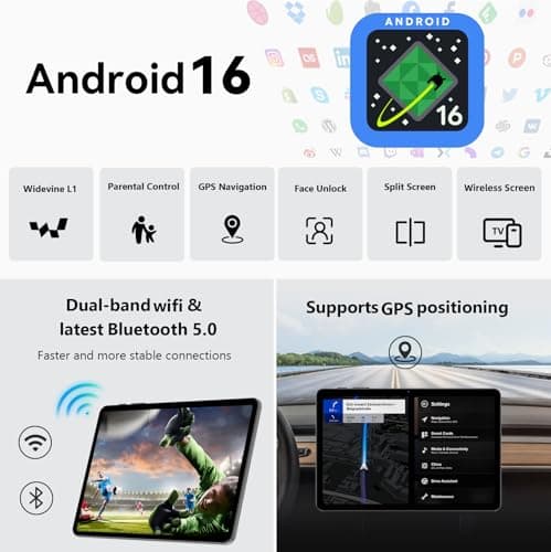 Android 16 Tablet, 10 Inch Tablet with Keyboard, Octa-Core, 24GB RAM 64GB ROM 2TB Expand, 2 in 1 Tablets with Gemini AI, 6000mAh, WiFi, Widevine L1, GMS, Tablets PC with Case, Mouse, Stylus (Black) - Thumbnail 2