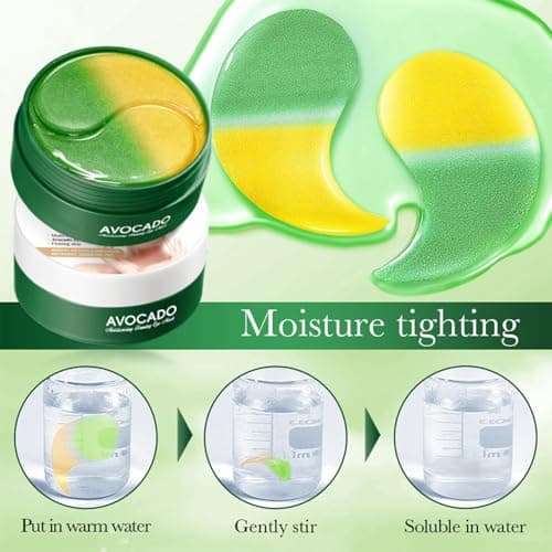 InfiniteRelax Avocado Under Eye Patches - 60 Pcs Eye Mask Anti-Aging Collagen Hyaluronic Acid Moisturizing Under Eye Mask for Removing Dark Circles - Thumbnail 6