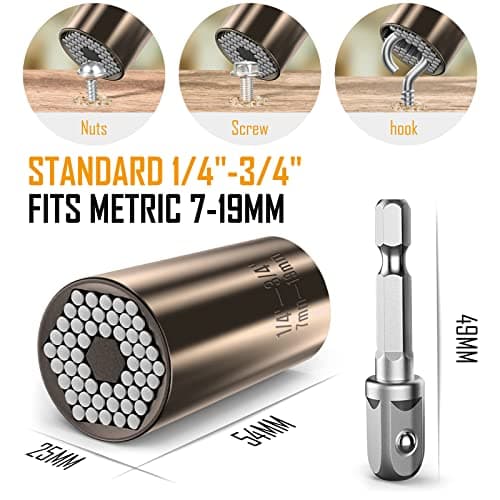 Lenski Super Socket Gifts for Men, Universal Socket Tool Mens Gifts for Husband Dad Adults, Grip Set with Power Drill Adapter, Birthday Gifts for Men Him - Thumbnail 2