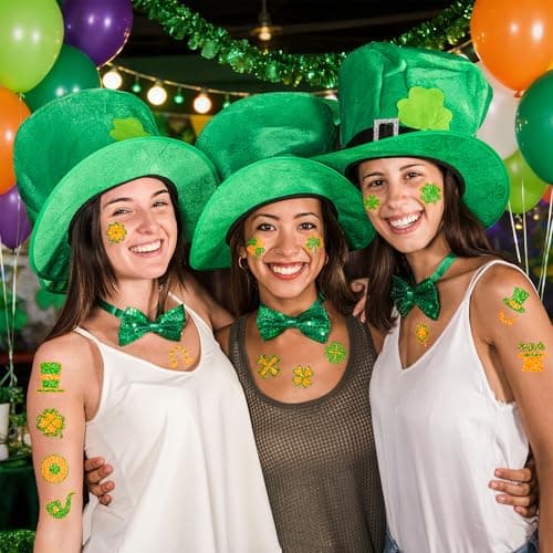 St Patricks Day Accessories - 100 PCS Shamrock Temporary Tattoos for Kids | St Patricks Day Shirt Women - Saint Patricks Day Green Gold Lucky Clover Stickers Crafts Makeup Party Favors Supplies - Thumbnail 5