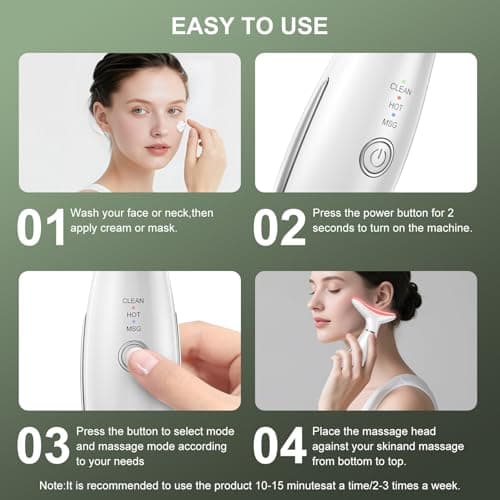 Red Light Therapy for Face, LED Face Massager Tool with Vibraion, Porable Facial Massager for Skin Care at Home, Wrinkle Reducer Face Sculpting Tool，Micro-current Facial Beauty Device(Model AM-810W) - Thumbnail 6