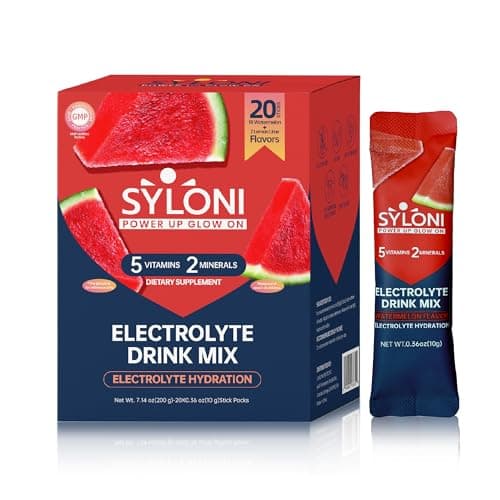 Syloni Electrolytes Powder Packets, Watermelon(0.36 oz*20 Sticks), Sugar Free Hydration Packets Electrolyte Drink Mix with 7 Vitamins and Electrolytes, Keto Friendly, Vegan, Gluten Free - Image 1