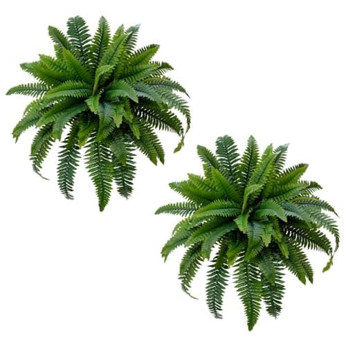 Senjie Artificial Boston Fern 2 Set Large 55 Branches Fake Ferns for Outdoors 35Inch Faux Plant for Home Living Room Office Decor - Image 1