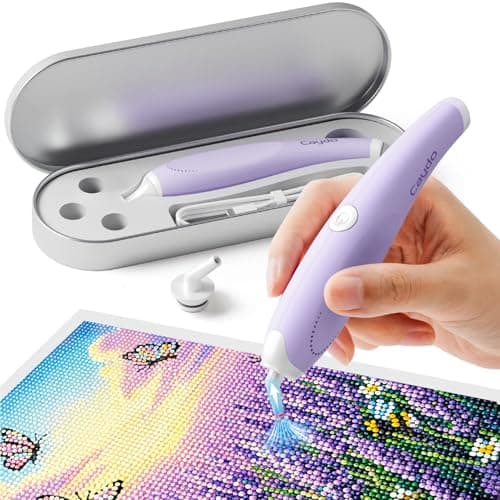 Caydo Cordless Electric Diamond Painting Pen, E-Painter for Diamond Painting - Diamond Art Pen with Vacuum Technology, Ergonomic Design & Storage Tray – No Wax, Patented (Purple) - Image 1