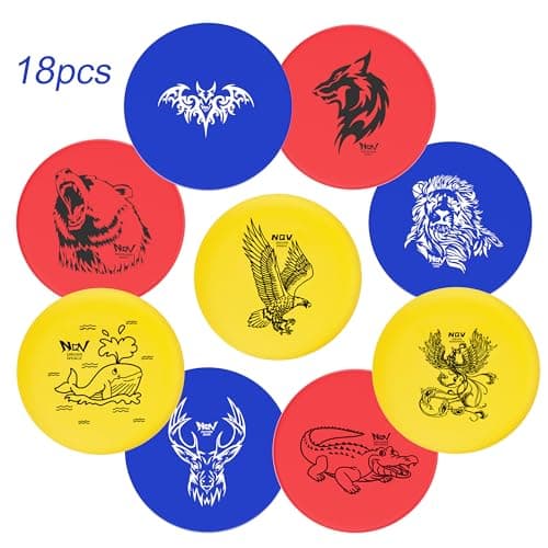 NQV Disc Golf Set for Beginners, 18 Disc Golf Discs with 9 Types of Pictures, 6 Drivers 6 Putters 6 Mid Ranges, Play Outdoor Indoor Backyard for 3 Plus People Family - Image 1