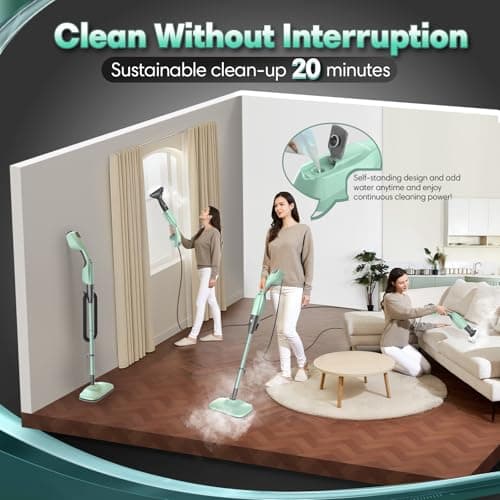 Standable Safe & High Temp Steam Mop Cleaner for Deep Cleaning, Powerful MultiPurpose and Heavy Duty Handheld Steam Cleaner, Detachable Floor Steamer with 18 Accessory for Hardwood Laminate Tile Grout - Thumbnail 3