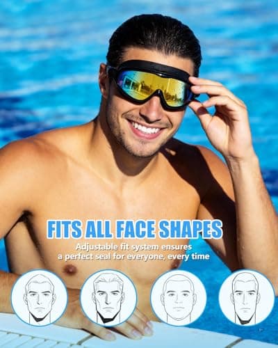 Aegend Swim Goggles for Adult Youth - 2 Pack Wide View Anti-Fog Anti-UV Swimming Goggles for Men & Women (Aqua & Birght Rose) - Thumbnail 5