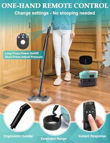 Powerful Steam Mop, 2500W Fast 10-Second Heat Up, 3 Temperature Settings, High-Pressure Steam Cleaning Machine with 19 Accessories for Floors, Kitchens, Bathrooms, and Cars - Thumbnail 5