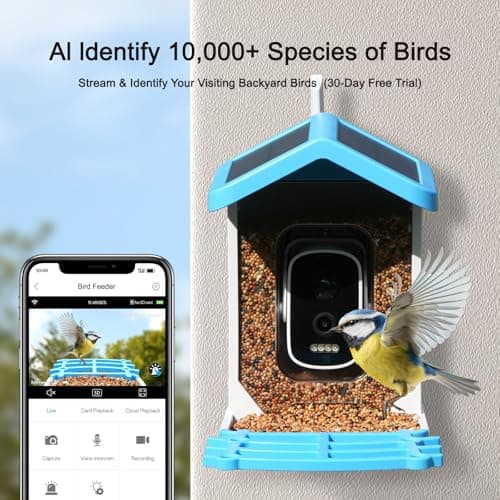wooaismart Smart Bird Feeder with Camera - Solar Powered, AI Identify for Effortless Birdwatching, Auto Captures HD Pictures & Videos, Instant Notifications for Bird Lovers Enthusiasts - Thumbnail 3