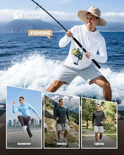 UPF 50+ Fishing Shirts for Men - Long Sleeve UV Sun Protection Hoodie Lightweight Rash Guard for Hiking Running Athletic - Thumbnail 2