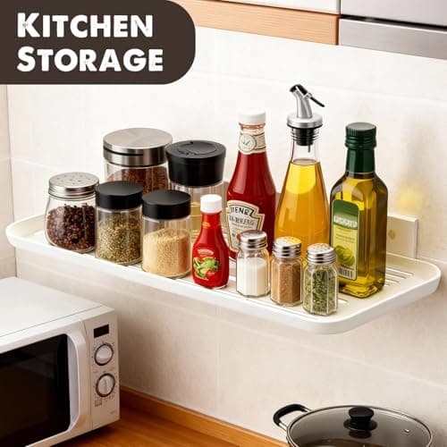 ACEXINYAN Wall Mounted Floating Shelf, Self Adhesive Shelf, No Drill Adhesive Wall Shelf, Floating Shelves Damage-Free Expand Walls Space for Living Room Kitchen Bathroom (2, White) - Thumbnail 4