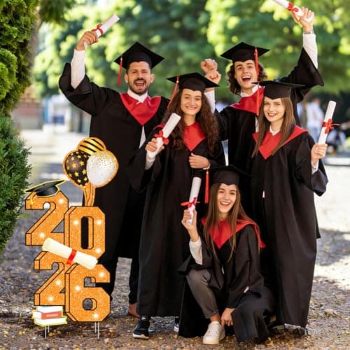 3.5FT Large Class 2026 Graduation Yard Sign Yard Decorations Congrats Graduation Lawn Signs 2026 Grad Yard Signs with Stakes for Outdoor Indoor Congrats Graduation Party Decoration Supplies - Thumbnail 4