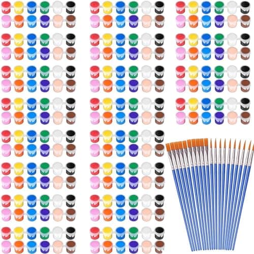 280 Pcs Washable Acrylic Paint for Kids Arts and Crafts, 20 Gouache Watercolor Paint Sets of 12 Colors for Party Classroom Painting Supplies, 20 Flat and 20 Pointed Brushes - Image 1