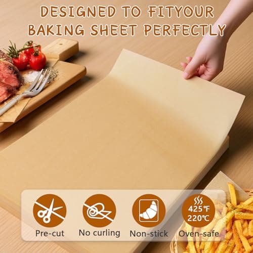 400-Pack Unbleached Parchment Paper Sheets for Baking, 12x16 Inch Precut Non-Stick Baking Paper, No Curl, No Tear Sheets for Oven, Air Fryer & Cookie Baking - Thumbnail 3