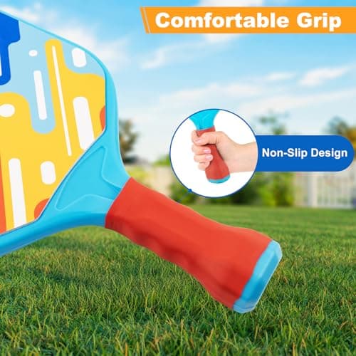 Kids Pickleball Paddles - Easter Gift Basket Stuffers Outdoor Beach Pool Yard Game Toy for Kid Ages 4 5 6 7 8 Year Old Boys & Girl, Ball Set of 2, Lightweight & Durable Grip for Small Hand, Beginner - Thumbnail 5