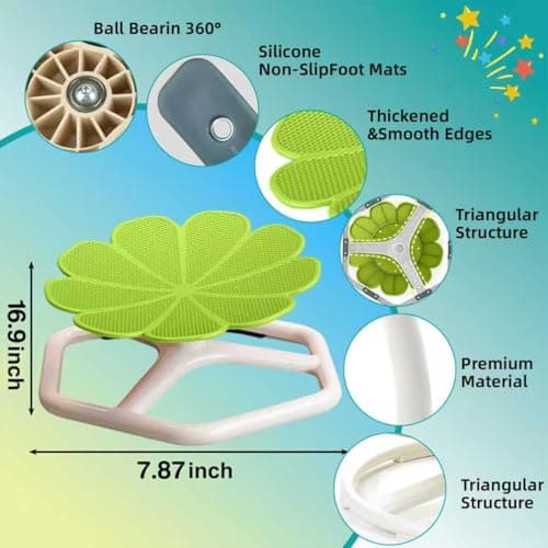 KYZDZQ Spinning Chair for Autistic Kids,Sensory Swivel Chair, 220LBS Weight Capacity, Sensory Toy for ADHD & Autism 3-6 Years Children,Training Body Coordination, Metal Base Non-Slip Design (Green) - Thumbnail 2