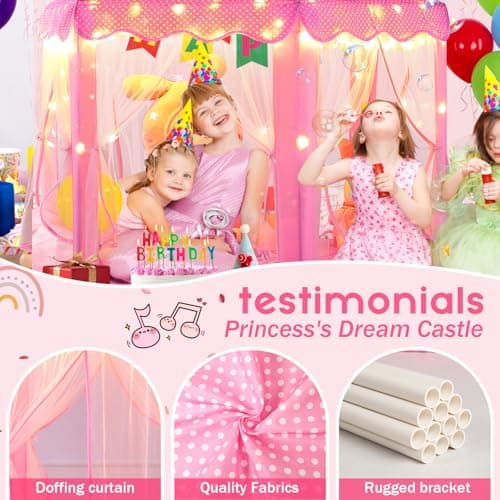 Monobeach Princess Tent Girls Large Playhouse Kids Castle Play Tent with Star Lights Toy for Children Indoor and Outdoor Games, 55'' x 53'' (DxH) - Thumbnail 6