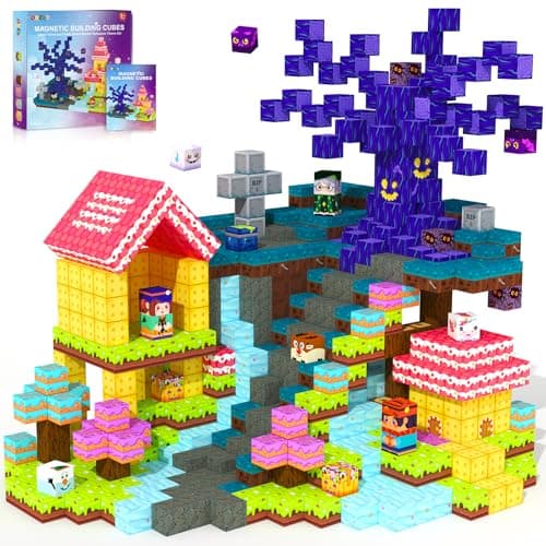 Magnetic Blocks Building Cubes, Magnetic Tiles Kids Montessori Sensory Toys & Games for 3 4 5 6 7 8 9 10 11 12 13 Year Old Boys Girls, Kids Toddler Halloween Decorations Party Favors Birthday Gifts - Image 1