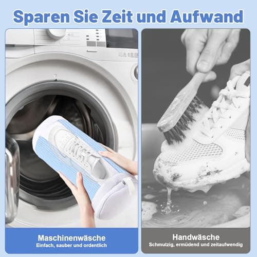 Dntorx Shoe Washing Machine Bags, 2 PCS Reusable Blue+White Chenille Laundry Bags for Washing Machine, 360 Wrap-Around Clean Shoe Laundry Bags with Hidden Zipper - Thumbnail 5