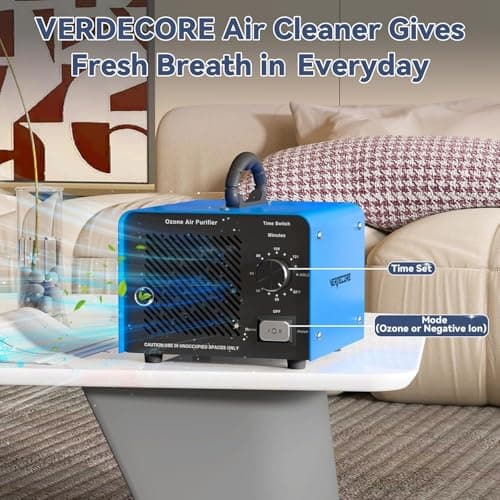 125,000mg/h Ozone Generator, High Capacity Ozone Machine & Negative Ion Air Purifier O3 Air Ionizer Odor Removal for Home, Car, Pets, Basement Covers up to 2500 Sq.Ft. (Blue) - Thumbnail 5