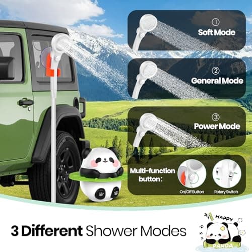 Barong Yekhna Portable Shower for Camping, 10500mAh Rechargeable Outdoor Shower with 3 Spray Modes, IPX7 Waterproof Camping Shower Pump for Hiking, Travel, Pet Bath, Car Washing - Thumbnail 4