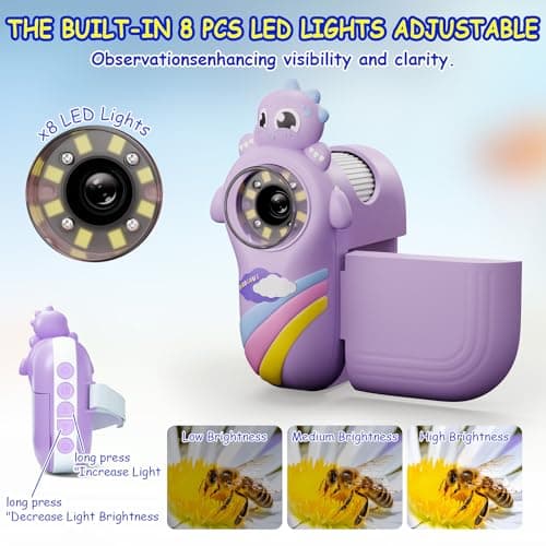 Microscope for Kids,Handheld Kids Microscope – 1000X Magnification,2'' HD Screen,1080P Camera,Built-in Telescope,STEM Educational Toy,Christmas/Birthday Gift for Ages 3-12 (Purple) - Thumbnail 2