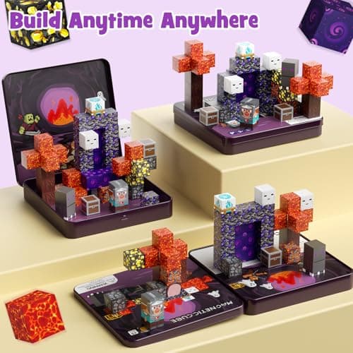 WMXDU Mini Magnetic Blocks, Magnetic Cubes Game with Iron Box 49 PCS Magnet Tiles Building Blocks Toddler Toy STEM Sensory Outdoor Creative Kids Travel Toys for 3+ Year Old - Thumbnail 3