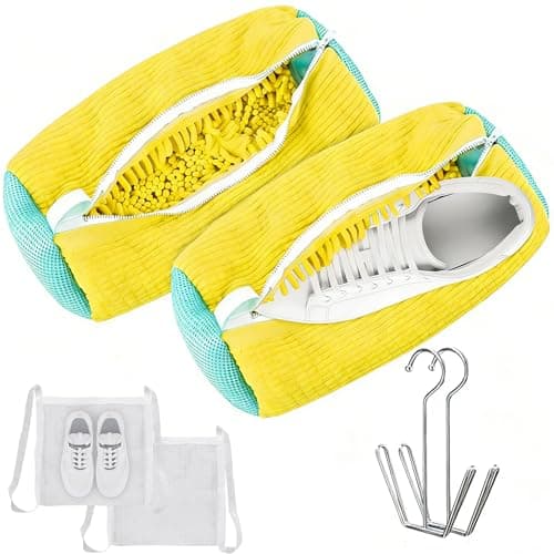 2PCS Shoes Washing Machine Bag,Reusable Washing Shoes Bag,Include Shoes Dryer Bag and 2 Drying Racks,Laundry Shoes Bag with Durable Zipper for Sneakers and Canvas Shoes - Image 1