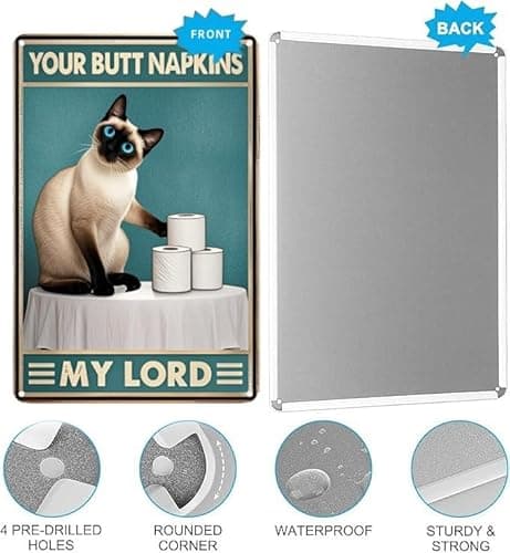 Carastora Vintage Funny Bathroom Sign – Humorous Metal Decor Plaque, Suitable for Cafes, Pet Lovers, Cats, Toilets, Bedrooms, Living Rooms, Kitchens, and Home Wall Decoration – 8x12 Inches - Thumbnail 4