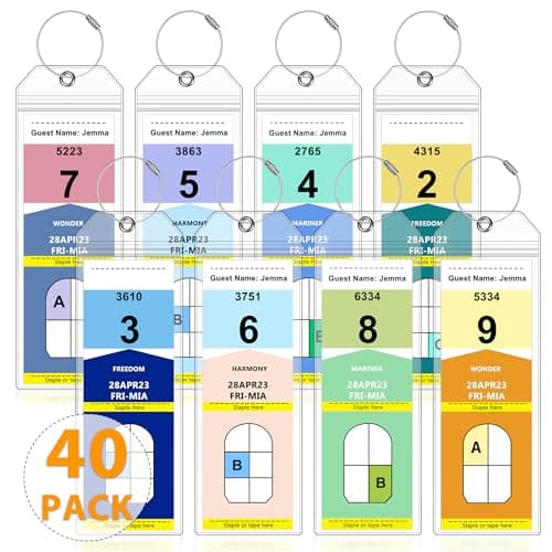 40 Pack Luggage Tags Travel Essentials & Cruise Essentials for NCL, Princess, Carnival, Royal Caribbean & Celebrity Cruise Ships by SEAVILIA - Image 1