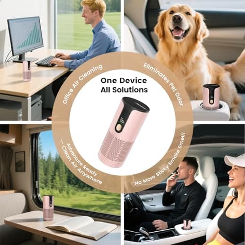 Arint Portable Car Air Purifier-True HEPA Mini Air Purifier with LCD Display,15dB Quiet,USB-C Charging,Filters Smoke/Dust/Pet Dander in Car/Office/Desk/Travel（Pink） - Thumbnail 6