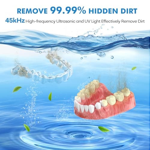 Upgraded Ultrasonic Retainer Cleaner Machine, 45kHz Ultrasonic Dentures Cleaner for Night Guards, Braces, Aligner, Toothbrush, Jewelry and More, 200ML Capacity, Black1 - Thumbnail 2