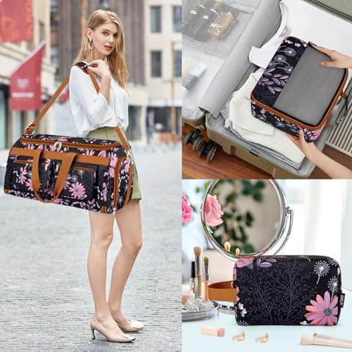 Convertible Garment Duffel Bags for Travel - Carry on Garment Duffle with Toiletry Bag Storage Bag Large Travel Duffel Bag 2 in 1 Hanging Suit Bag Weekender Bag for Men Women 3pcs Set - Thumbnail 6