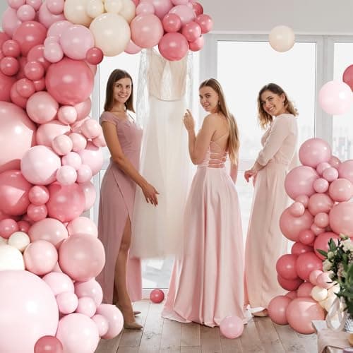 Dusty Pink Balloon Arch Kit 124Pcs Pink and White Balloon Arch Garland Kit Include Macaron Light Pink Sand White Balloons for Baby Shower Bridal Shower Wedding Birthday Party Decorations - Thumbnail 3
