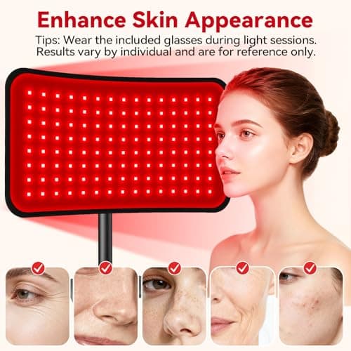 Red Light Therapy for Face Body, 2-in-1 Red Light Panel Device with Belt, 660nm & 850nm Near Infrared Light Therapy Lamp with Remote Control, 5 Adjustable Brightness & Timer, Gift for Women Men - Thumbnail 4