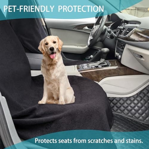 Teuaktty Car Seat Covers Universal Car Protective Front Seat Covers Washable Non-Slip Seat Protectors for Gym Workouts,Waterproof and Sweatproof Towel Seat Covers for Cars,Trucks, Jeeps (Black) - Thumbnail 4