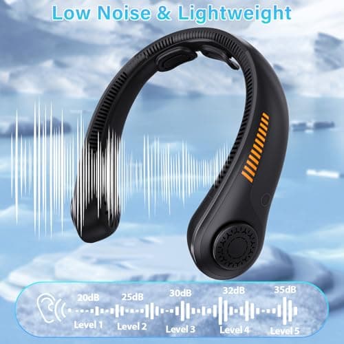 Portable Neck Fan Rechargeable, 5 Speeds, Lightweight, Long Lasting, Battery Operated All-Around Cooling Quiet Personal Fans for Travel Camping Cooling Essentials, Birthday Gifts for Women Men Mom Dad - Thumbnail 6