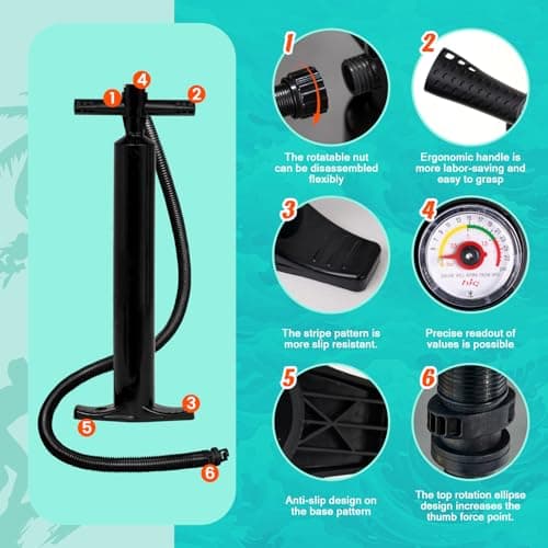 FunWater SUP Inflatable Stand Up Paddle Board Ultra-Light Inflatable Paddleboard with Accessories, Fin, Adjustable Paddle, Pump, Backpack, Leash - Thumbnail 6