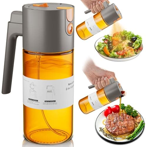 LUKUMIQI 2 in 1 Oil Sprayer for Cooking, 17oz Light-Blocking Glass Spray Bottle with Stickers, Oil Dispenser for Salad, Air Fryer & BBQ - Image 1
