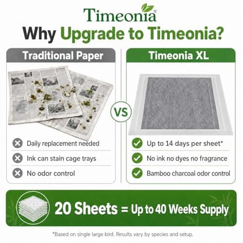 TIMEONIA XL Bird Cage Liners 20-Pack Bamboo Charcoal Pads - Thumbnail 2