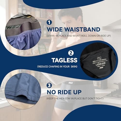 Nullktie Men‘s Ultra Soft Trunks with Fly, Modal Microfiber Underwear, Moisture Wicking Boxer Briefs Short Leg, 4 Pack - Thumbnail 5