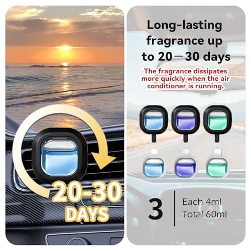 SCENTORINI Car Air Freshener Vent Clips, 3 Vent Clips &12 Refills, New Car, Lavender, Sea Breeze Scent, Auto Fresheners for Men Women, Long Lasting Automotive Air Fresheners for Car Odor Eliminator - Thumbnail 3